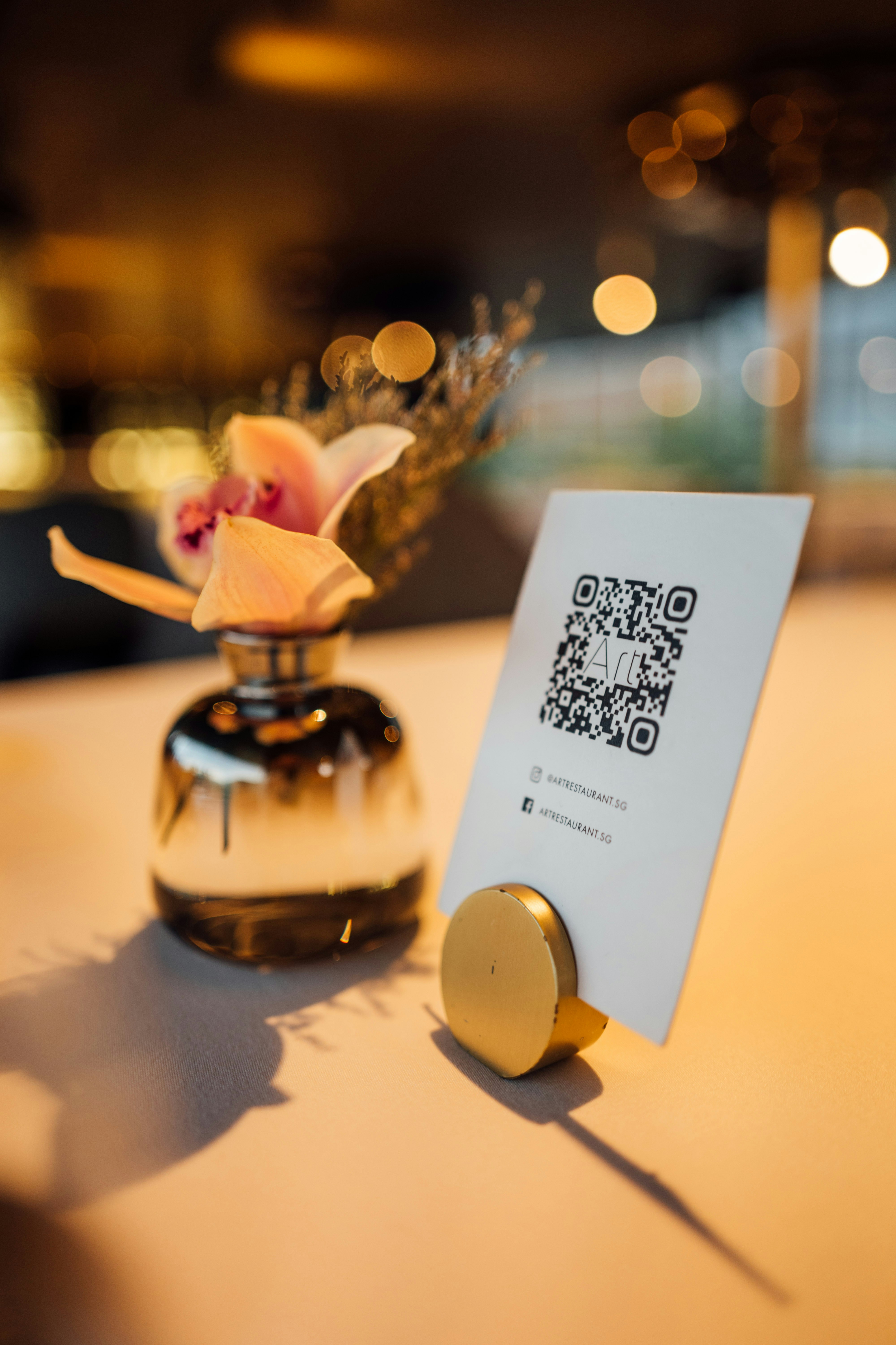 Example of restaurant menu with QR Code